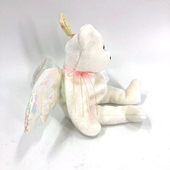 Retired 1998 Ty Beanie Babies Halo Angel Bear Wings Tag Attached Errors Rare - Picture 5 of 13